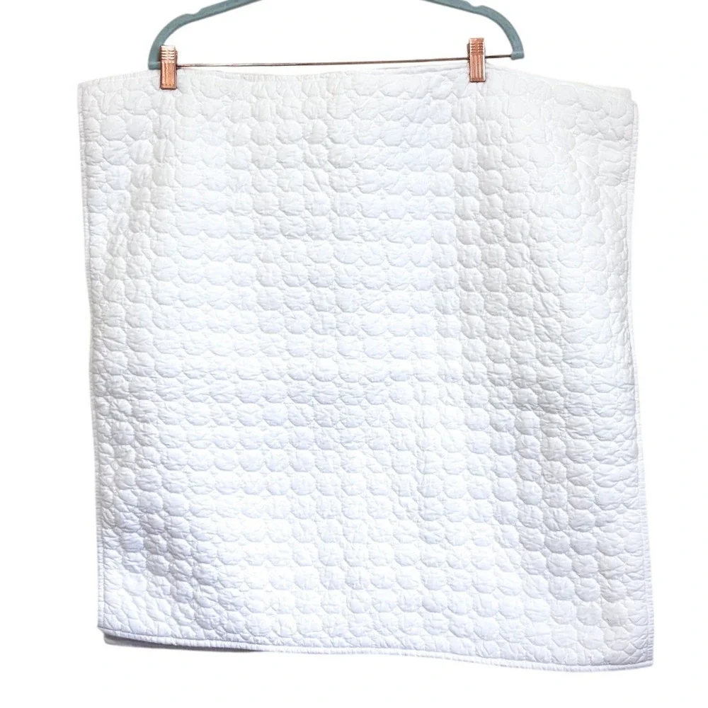 Crate & Barrel Fiona Quilted Euro Sham 26x26 White Cotton Set of 2 Textured